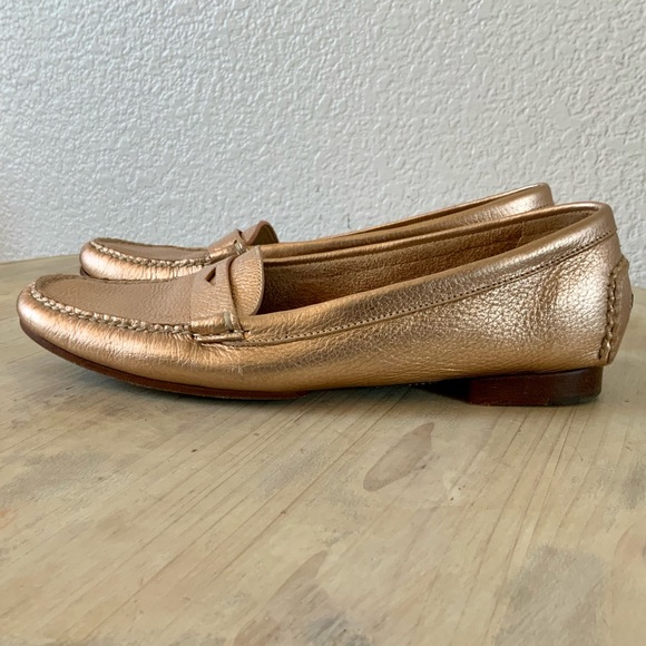 Fairmount Copper Metallic Leather Penny Loafers, Sz 8 1/2 - Picture 1 of 7